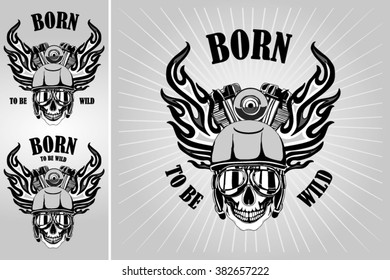 Set of vintage motorcycle labels, badges and design elements