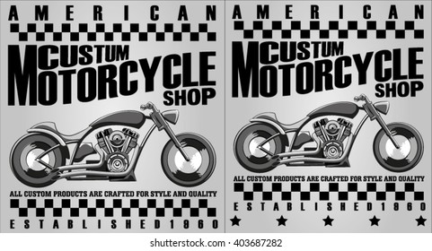 Set of vintage motorcycle labels, badges and design elements
