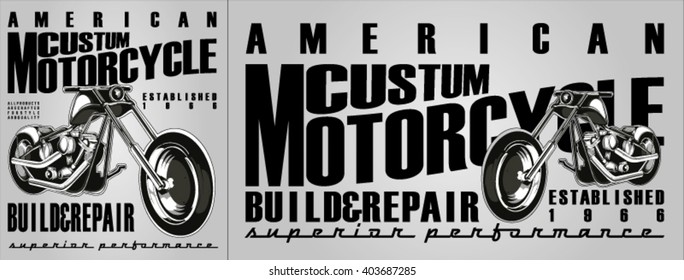 Set of vintage motorcycle labels, badges and design elements

