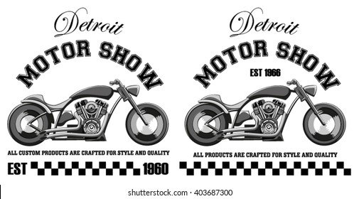 Set of vintage motorcycle labels, badges and design elements
