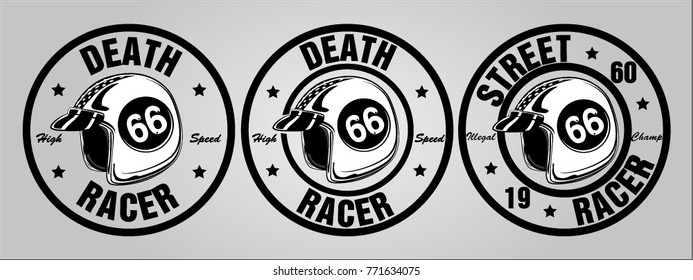 Set of vintage motorcycle labels, badges and design elements