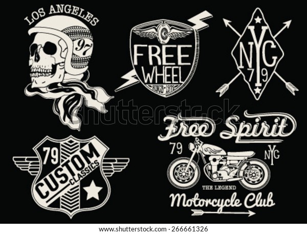 Set Vintage Motorcycle Labels Badges Design Stock Vector (Royalty Free ...