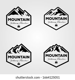 set of vintage mountain adventure outdoor logo vector design illustration