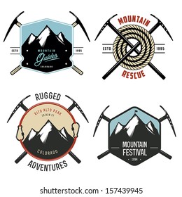 Set of vintage mountain explorer labels and badges