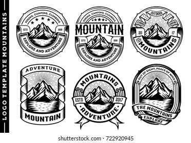 Set Of Vintage Mountain Labels And Design Elements, Logo Template