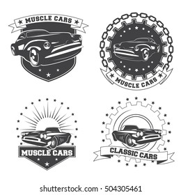 Set Vintage Muscle Car Logos Isolated Stock Vector (Royalty Free ...