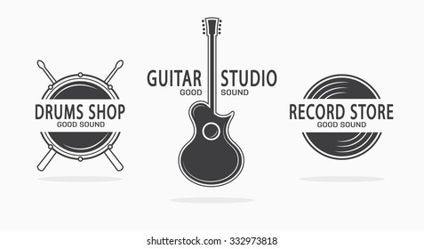 Set of vintage musical instrument logos.  