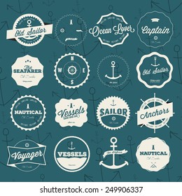 Set of vintage nautical labels and badges