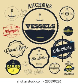 Set of vintage nautical labels and badges