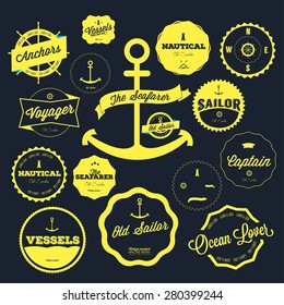 Set of vintage nautical labels and badges