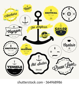 Set of vintage nautical labels and badges