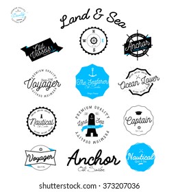 Set of vintage nautical labels and badges