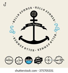 Set of vintage nautical labels and badges