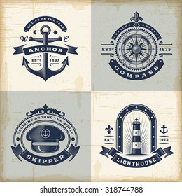 Set Of Vintage Nautical Labels. Editable EPS10 Vector Illustration With Transparency.