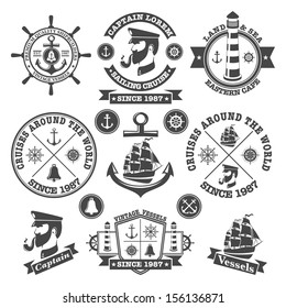 Set of vintage nautical labels and icons 2