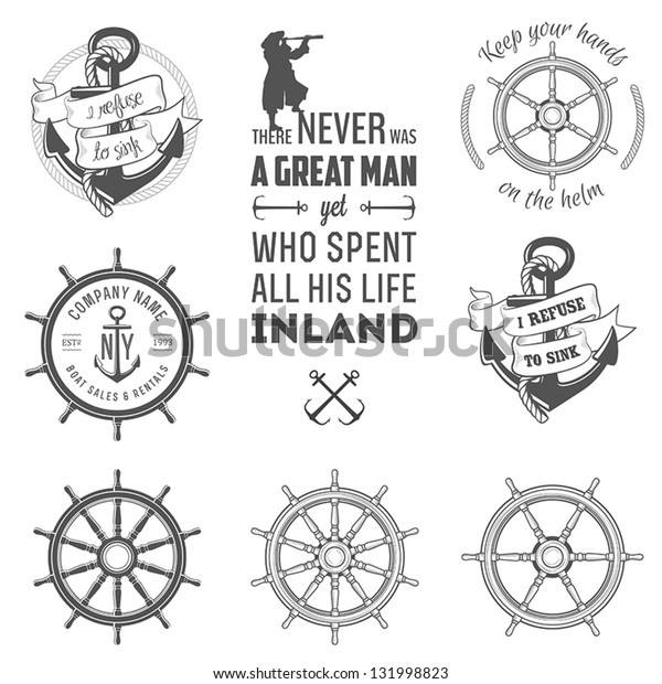 Set Vintage Nautical Labels Icons Design Stock Vector Royalty Free 131998823 0924