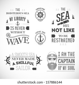 Set of vintage nautical labels, typography