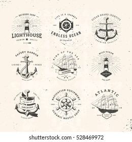 Set of Vintage Nautical Typographical Logos