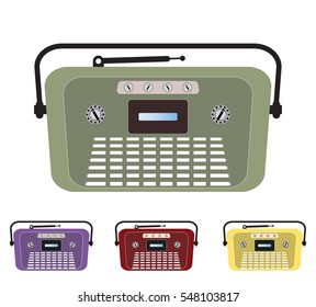Set of Vintage Old Radio Vector Illustration