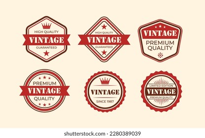 Set of vintage old retro logos with simple crown and stars, Cofe shop logos, ribbons, stickers, eps file