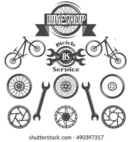 Set of vintage old school bike and bicicle labels, logos, badges and design elements isolated on white background.Vector illustration