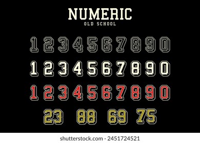 Set vintage old school numeric vector design