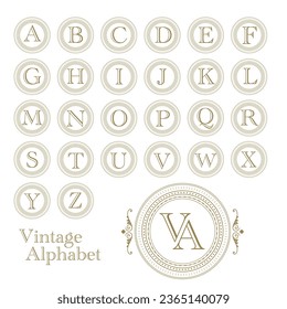 set of vintage and old style alphabet 
