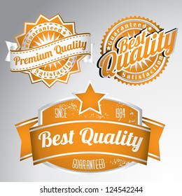 set of vintage orange quality labels