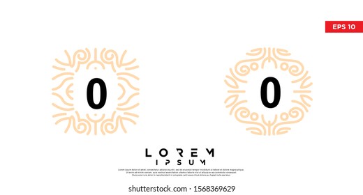 set of vintage ornament initial number 0 wedding logo. modern icon, template design. isolated on white