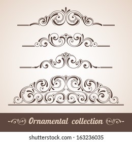 Set of vintage ornamental elements for invitation, congratulation and greeting card