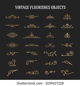 Set of vintage ornamental flourishes. Vector illustration