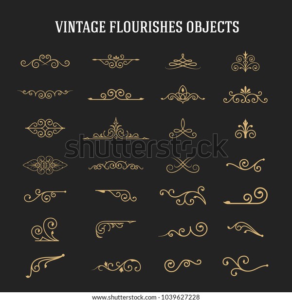 Set\
of vintage ornamental flourishes. Vector\
illustration