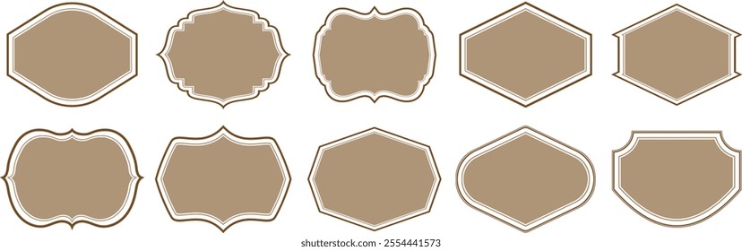 Set of vintage ornamental label frames. Collection of retro labels, Royal wedding insignia, Sale sticker or invitation card Isolated vector symbols