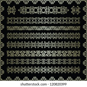 Set of vintage ornaments for decoration on a dark background