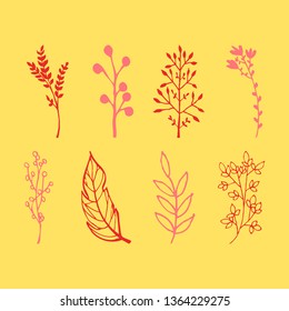 Set of vintage ornaments with floral elements for invitation, congratulation and greeting card