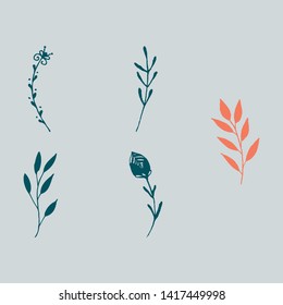 Set of vintage ornaments with floral elements for invitation, congratulation and greeting card