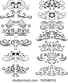 Set of vintage ornaments with floral elements for invitation, congratulation and greeting card