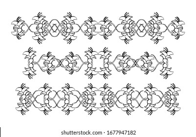 Set of vintage ornaments. Frames, borders, dividers. Ornate decorative design elements for invitation, congratulation and greeting card. Vector Ornament. Hand-drawn Filigree decoration.
