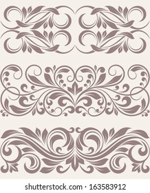 set vintage ornate border frame filigree