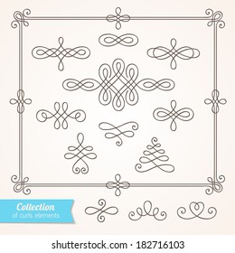 Set of vintage ornate frames with curl elements for invitation, congratulation and greeting card