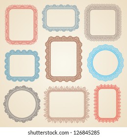 Set of vintage ornate frames with doodle elements