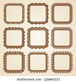 Set of vintage ornate frames with doodle elements