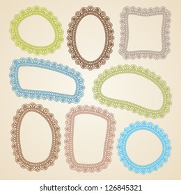 Set of vintage ornate frames with doodle elements