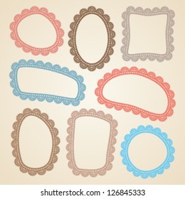 Set of vintage ornate frames with doodle elements