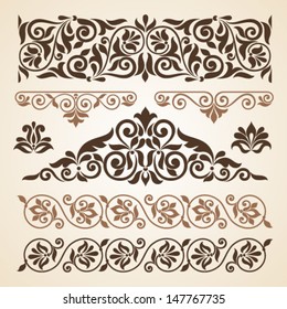 Set of vintage ornate frames with floral elements for invitation, congratulation and greeting card