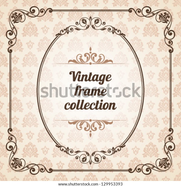 Set Vintage Ornate Frames Floral Elements Stock Vector (Royalty Free ...