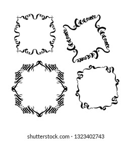 set of vintage ornate frames. hand-drawn vector illustration on white background
