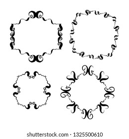 set of vintage ornate frames. hand-drawn vector illustration on white background