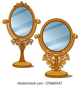 Set of vintage ornate mirrors. Vector illustration.
