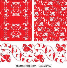 Set of Vintage ornate seamless patterns in rococo style